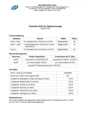 Preisliste Selbstversorger 2023