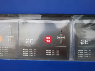 Schlauchangebot im Fahrradschlauchautomaten
