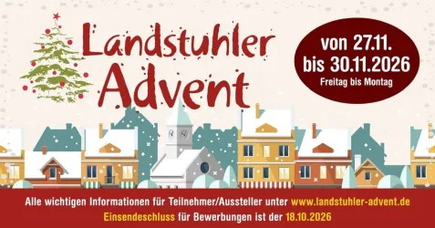Ein festliches Banner für den Landstuhl Advent. Die Veranstaltung findet vom 27. November bis 30. November 2026 statt.
