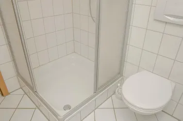 Tageslicht-Bad mit Dusche, WC, Waschmaschine