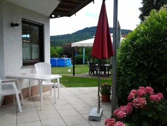 Terrasse Ferienwohnung mit Blick zum Abskopf
