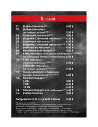 Fero´s Speisekarte Stand März 2025