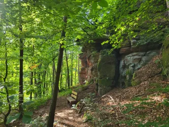 Ruhebank an den Krebswoog-Felsen