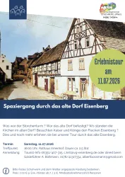 Ein malerisches altes Dorf mit traditionellen Fachwerkhäusern. Der Spaziergang bietet Einblicke in die Geschichte von Eisenberg.