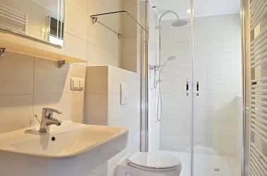 Bad, neu renoviert, mit Dusche und WC