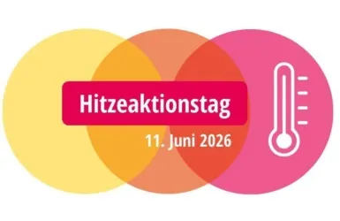 Ein grafisches Design für den Hitzaktionstag mit einem Thermometer-Symbol. Das Datum ist der 11. Juni 2026.