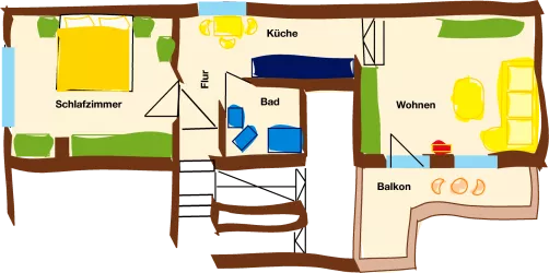 Grundriss Ferienwohnung "Blütenzauber"