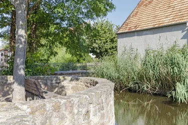 Burgweiher mit Bank (© Stobbe)