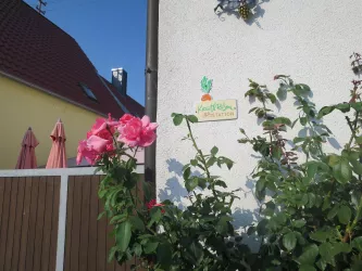 Rasten am Kraut und Rüben Radweg im Biergarten
