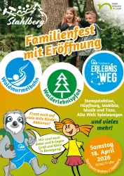 Familienfest mit Eröffnung am 18. April 2026. Es gibt zahlreiche Aktivitäten für Kinder, darunter Spiele, Musik und Spaß im Wald.