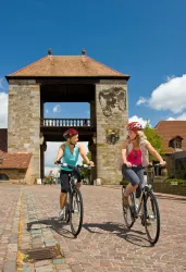 Deutsches Weintor / Fahrradfahrer (© Tourismusverein SÜW Bad Bergzabern e.V.)