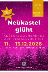 Neukastel glüht: Adventswochenende auf dem Slevogthof. Termine: 12. – 14. Dezember 2025.