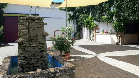 Hof mit Brunnen (© Weingut Martinspforte)