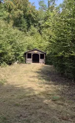 Die Schutzhütte am ehemaligen Waldklassenzimmer in der Nähe vom Forsthaus Beckenhof bei Pirmasens.
