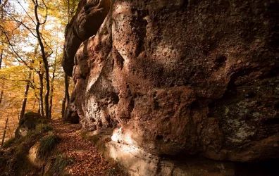 Haspelfels mit Kies im Buntsandstein
