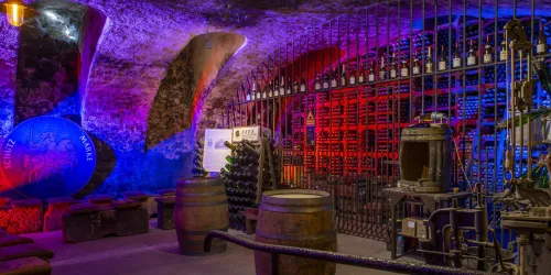 Weingut Fitz-Ritter Weinkeller beleuchtet (© Stadt Bad Dürkheim)