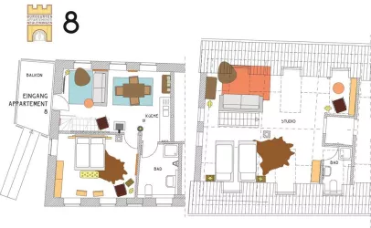 Appartement Nr. 8 Grundriss (© Burggarten Appartements)