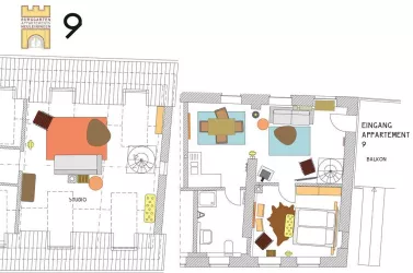 Appartement Nr. 9 Grundriss (© Burggarten Appartements)