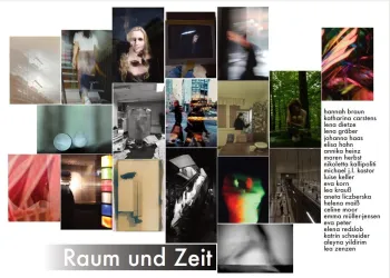 Eine Collage aus verschiedenen Fotografien, die unterschiedliche Szenen und Stimmungen zeigen. Die Bilder thematisieren Raum und Zeit in kreativer Weise.