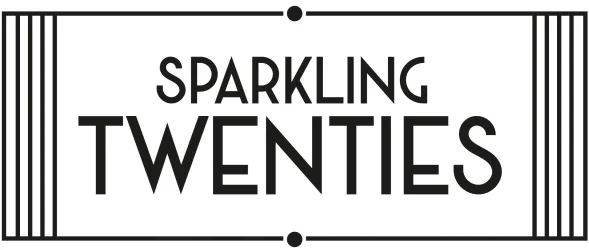 Ein Text in elegantem Stil mit der Aufschrift "SPARKLING TWENTIES". Das Design erinnert an die 1920er Jahre und vermittelt ein Gefühl von Glamour und Festlichkeit.