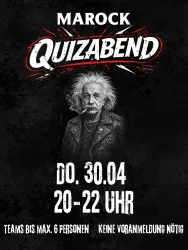 Ein Plakat für einen Quizabend im Marock. Das Event findet am Donnerstag, den 26. Februar, von 20 bis 22 Uhr statt.