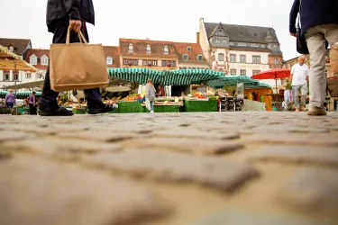 Wochenmarkt auf dem Landauer Rathausplatz