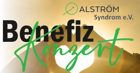 Ein musikalisches Event, das für einen guten Zweck veranstaltet wird. Hände formen ein Herz vor einem hellen Hintergrund.