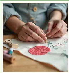 Zwei Stoffbeutel mit den Aufschriften "Ich bin mutig" und "Ich bin stark" liegen auf einer Fläche. Daneben sind verschiedene bunte Schlüsselanhänger und Armbänder platziert.