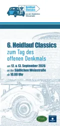 Ein Werbeplakat für die 6. Heidlauf Classics, die am 12. und 13. September 2026 stattfinden. Die Veranstaltung findet an der Südlichen Weinstraße ab 10:00 Uhr statt.