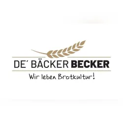 Ein Logo von "De' Bäcker Becker" mit einem Halm und dem Slogan "Wir leben Brot­kultur!". Es vermittelt ein Gefühl von Tradition und Handwerkskunst in der Bäckerei.
