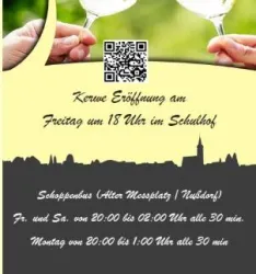 Eine Einladung zur Kerwe-Eröffnung am Freitag um 18 Uhr im Schulhof. Hinweise zum Schoppenbus und den Öffnungszeiten an den Veranstaltungstagen.
