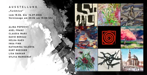 Eine Ausstellung mit dem Titel "Farbhits" findet vom 18. Juni bis 14. Juli 2026 statt. Die Vernissage ist am 20. Juni um 15 Uhr.