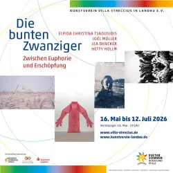 <p>Anläßlich des Kustursommer RLP 2026. Auf Einladung des Kunstvereins Landau präsentieren vom 16. Mai bis zum 12. Juli 2026 vier etablierte Künstler:innen ihre Werke in der Villa Streccius. „Die bunten Zwanziger -</p>