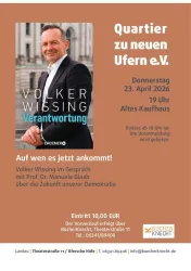 Ein Plakat zu einer Veranstaltung mit Volker Wissing. Es zeigt ihn mit dem Titel "Verantwortung" und Informationen zu einem Gespräch über die Zukunft der Demokratie.