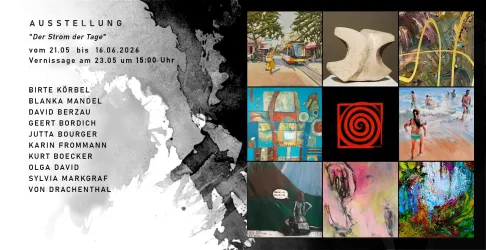 Eine Ausstellung mit verschiedenen Kunstwerken von mehreren Künstlern. Die Veranstaltung findet vom 21. Mai bis 16. Juni 2026 statt.