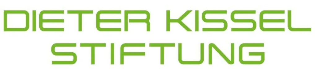 Eine Überschrift in moderner Schrift zeigt den Namen "Dieter Kissel Stiftung". Die Schrift ist in einem leuchtenden Grünton gehalten.