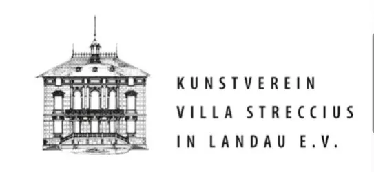 Ein architektonisches Bild der Villa Streccius in Landau. Darunter steht der Name des Kunstvereins.