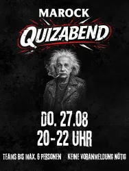 Ein Plakat für einen Quizabend im Marock. Das Event findet am Donnerstag, den 26. Februar, von 20 bis 22 Uhr statt.