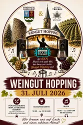 Eine Einladung zum Weingut Hopping am 31. Juli 2026. Es gibt Musik, gutes Essen und Wein in einer festlichen Atmosphäre.