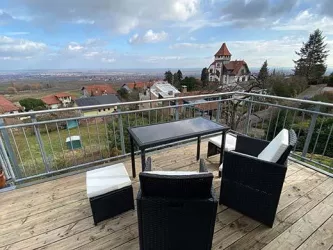 Ferienwohnung Fernblick Pfalz Balkon mit Ausblick