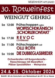 Plakat mit dem Programm zum Rotweinfest an beiden Tagen