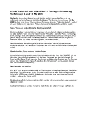 Ein Informationsblatt zur 4. Dubbeglas-Wanderung in Wolflstein am 9. und 10. Mai 2026. Es enthält Details zum Ablauf, zu Wanderungen, kulinarischen Angeboten und einem musikalischen Programm.