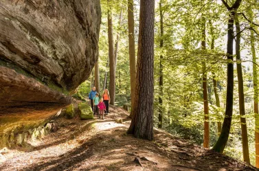 Familie beim Wandern am Saufelsen