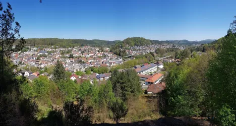 Blick vom Bruderfelsen auf Rodalben