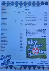 Speisekarte - Rückseite