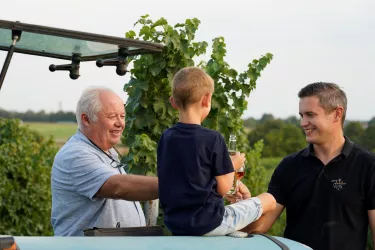Familie Johler im Wingert (© Marc Ullemeyer, Quelle Weingut Johler)
