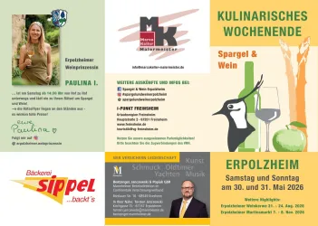 Flyer zum Kulinarischen Wochenende um Spargel & Wein, Seite 1 