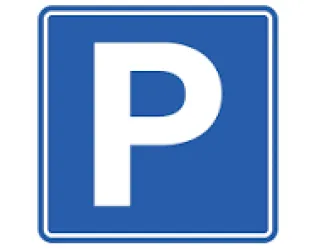 Ein blaues Parkschild mit einem großen weißen "P". Es zeigt an, dass hier Parkmöglichkeiten vorhanden sind.