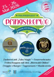 Plakat für die Pfingstkerwe mit Programmhighlights.