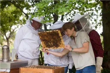 Imker entlang des Bienenlehrpfades (© Ortsgemeinde Büchelberg)